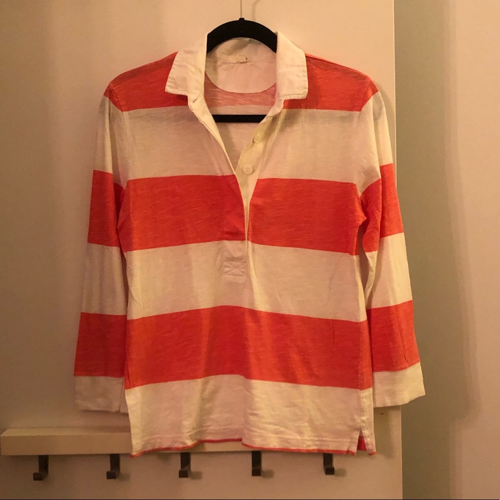 JCrew lightweight 3/4 sleeve striped polo!